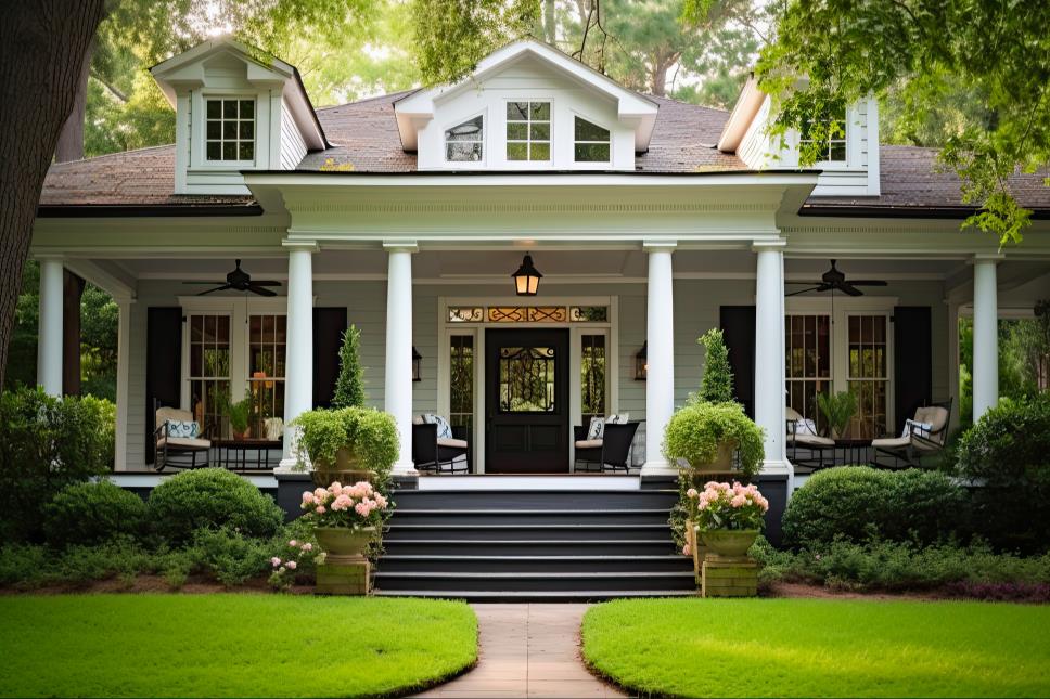 Steps up to the front door of a home