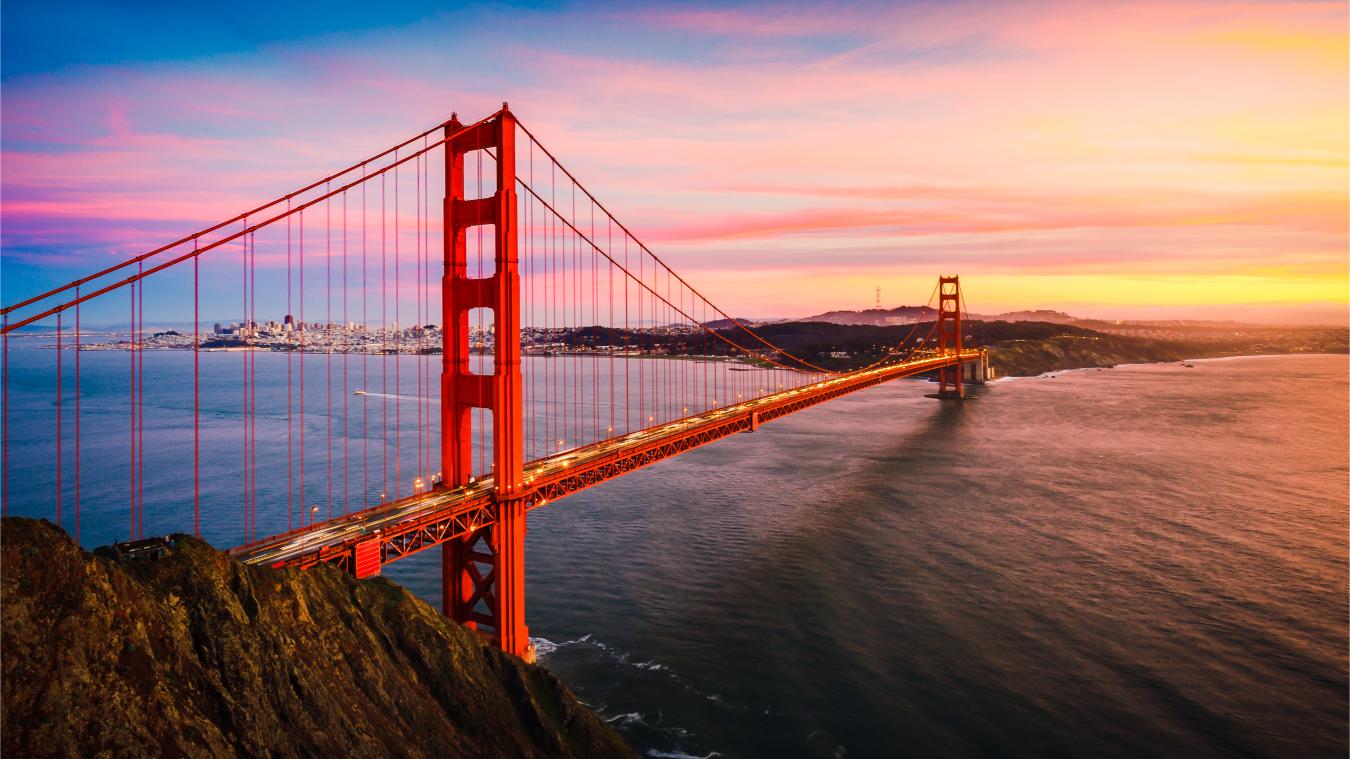 Side view of the Golden Gate Bridge in San Francisco, California